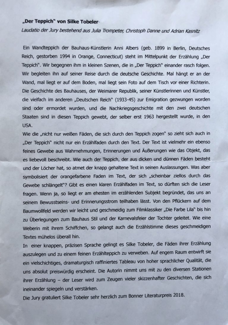 Laudatio Bonner Literaturpreis – silke-tobeler.de